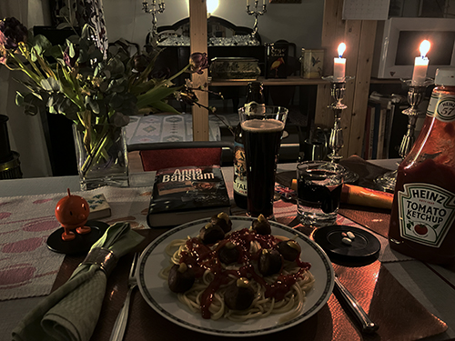 Kycklingköttbullar och spaghetti julöl Fallet Valentina Hopptimisten