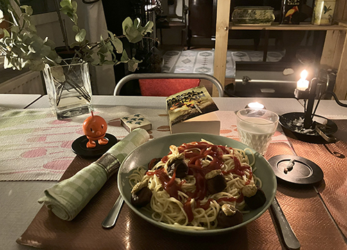 Spaghetti och kycklingköttbullar med Hopptimisten och Kokain