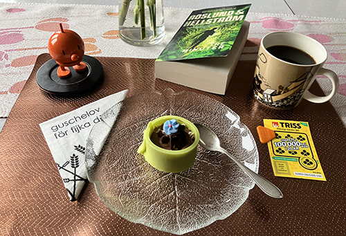 Lördagsfika med Hopptimisten Noisette boken Tre minuter och en Trisslott