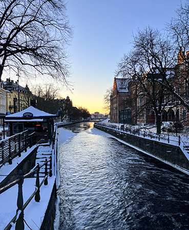 Fyrisån snöig februarimorgon