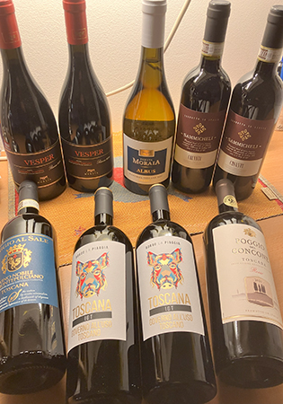 Nio flaskor vin från Toscana via Vinoteket