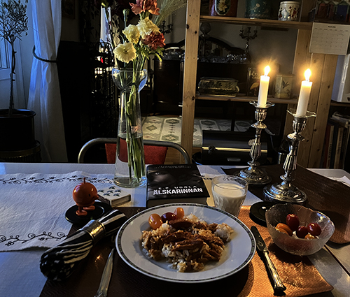 Kycklingkorv Stroganoff med Hopptimisten och Älskarinnan tända ljus