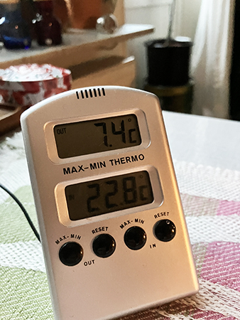 Sju komma fyra grader utomhus den 4 mars 2025