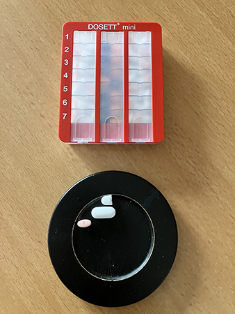 Fylld veckodosett samt kvällsmedicin