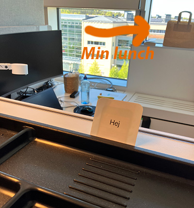 Hej på kontoret och lunchkasse