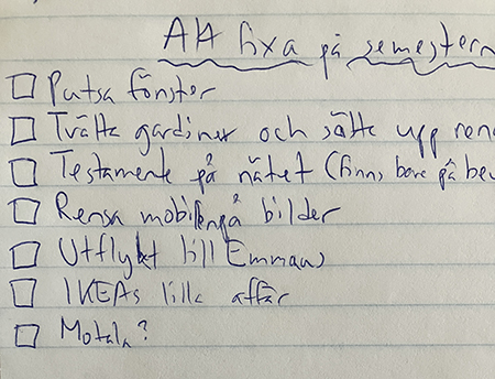 Lista att fixa på semestern Lista att fixa på semestern