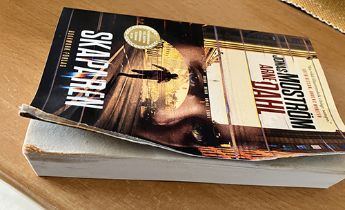 Blöt bok med förstörda pärmar och sidor som sitter ihop