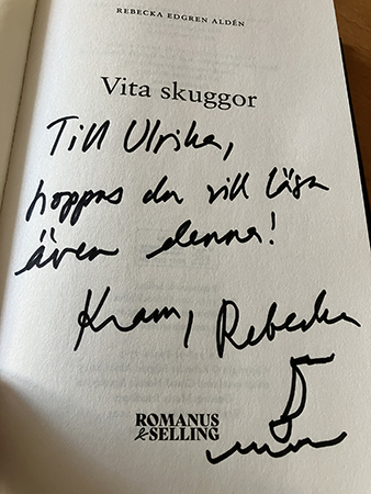 Hälsning i Vita skuggor från Rebecka Edgren Aldén