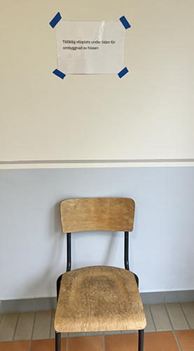 Tillfällig viloplats när hissen byggs om