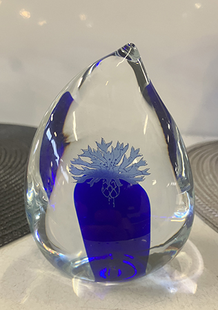 Konstglas med blåklint Återvinningen