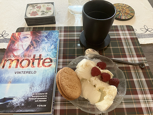 Glass i ny skål till kvällsfika boken Vintereld Glass i ny skål till kvällsfika boken Vintereld