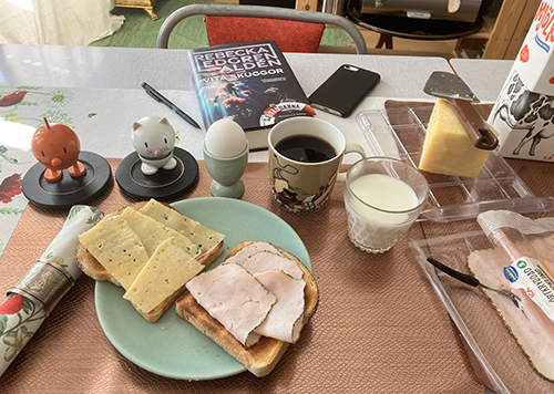 Hemmalunch med rostat bröd ägg Hopptisarna och Vita skuggor