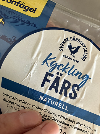 Kycklingfärs på tining