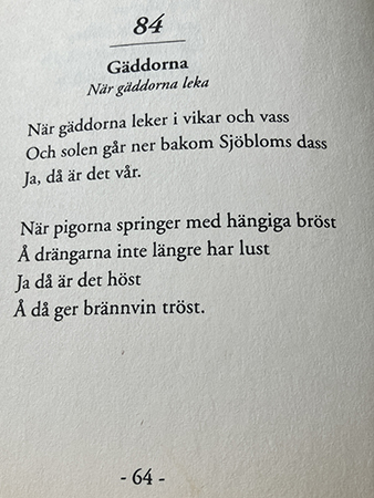 Snapsvisa Gäddorna med två verser