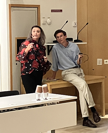 Camilla Läckberg och Karl Berglund innan föreläsningen