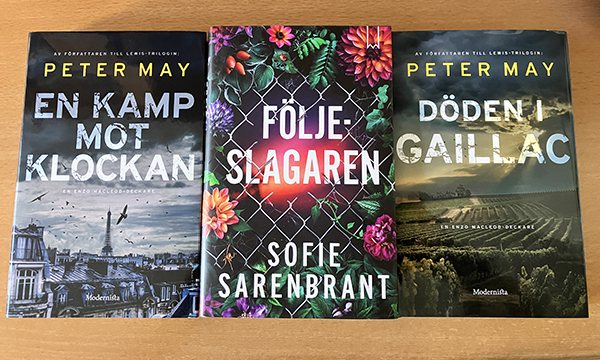 Böckerna En kamp mot klockan Följeslagaren och Döden i Gaillac