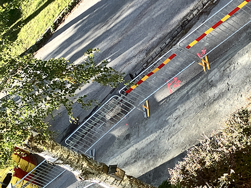 Vägarbete på St Olofsgatan utanför porten