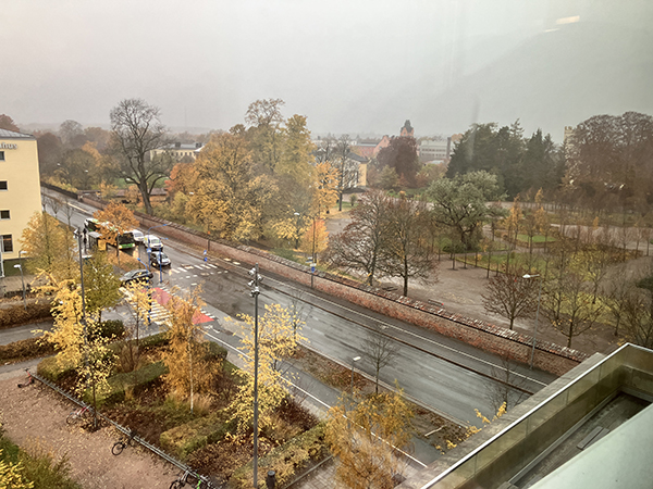 Regnig morgon utsikt från jobbfönstret Regnig morgon utsikt från jobbfönstret