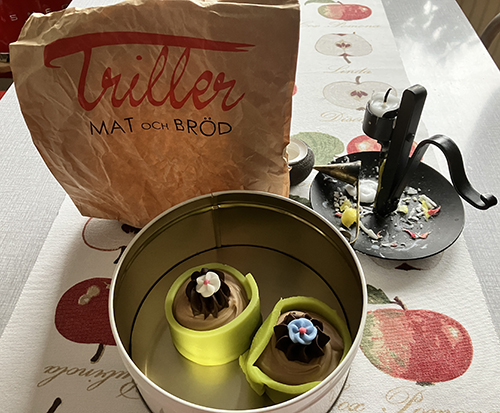 Två gröna Noisette från Triller i burk på mitt köksbord