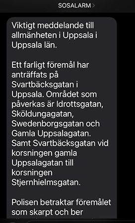 Viktigt meddelande till allmänheten om farligt föremål i Svartbäcken Viktigt meddelande till allmänheten om farligt föremål i Svartbäcken