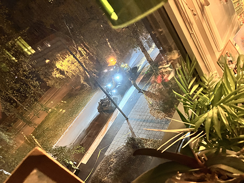 Bortfräsning av asfalt på St Olofsgatan en tisdagskväll i oktober