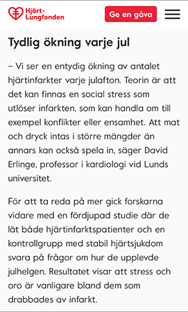 Tydlig ökning av hjärtinfarkter varje jul