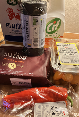 Fil soppåsar köksrengöring ost tomater spetspaprika