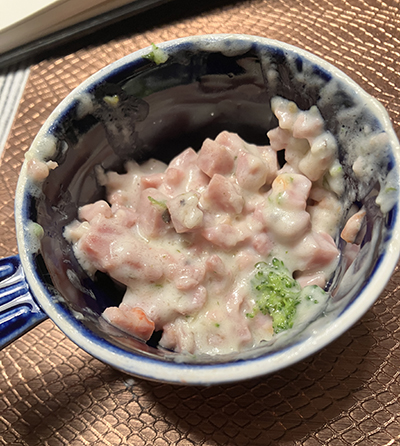 Urplockad skinka ur Findus pasta med ostsås