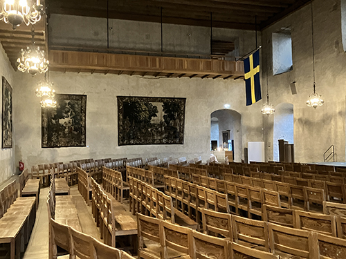 Vävda tapeter Uppsala slott rikssalen
