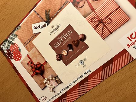 Chokladask att hämta på ICA Torgkassen