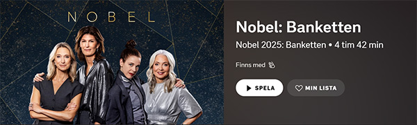Nobelbanketten 2025 SvT Play
