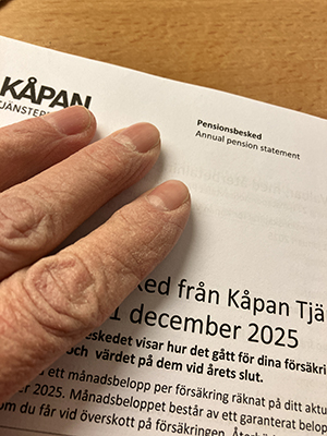 Årsbesked tjänstepension från Kåpan