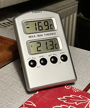 Minus 16 komma nio ute den 3 februari