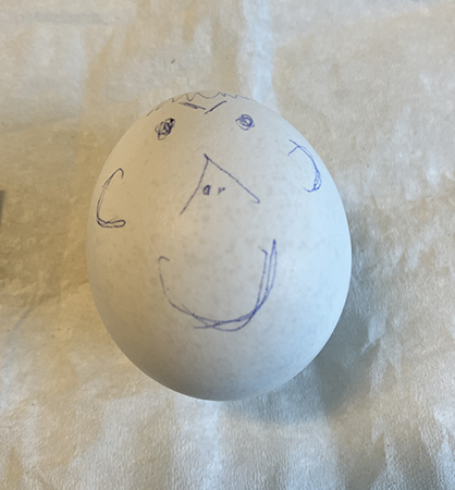 Ägg med ansikte påritat