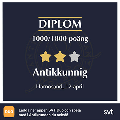 Diplom Antikkunnig i Härnosand 12 apr 2026