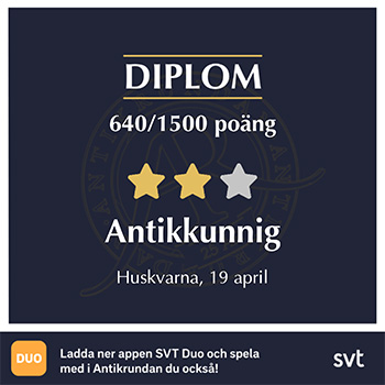 Diplom antikkunnig i Huskvarna 19 april 2026Diplom antikkunnig i Huskvarna 19 april 2026