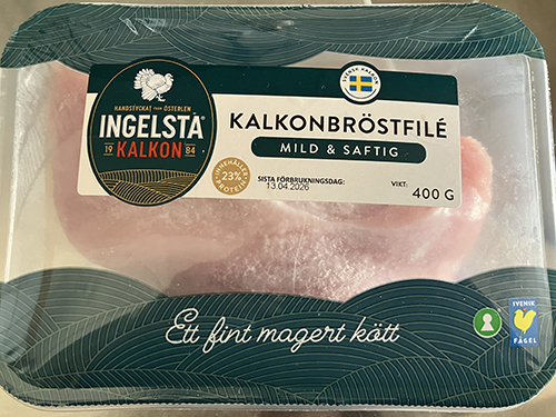 Kalkonbröstfilé 400 gram på tining