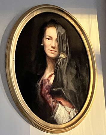 Omma Moons Self portrait with a fan brush Homage to A Roslin i kvällssol Omma Moons Self portrait with a fan brush Homage to A Roslin i kvällssol