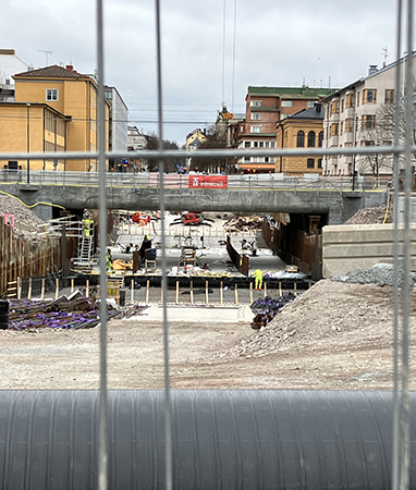 Tunnelbygget St Olof rakt framifrån skärtorsdag 2026