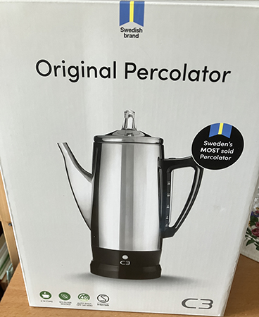 Ny perkolator i låda Ny perkolator i låda