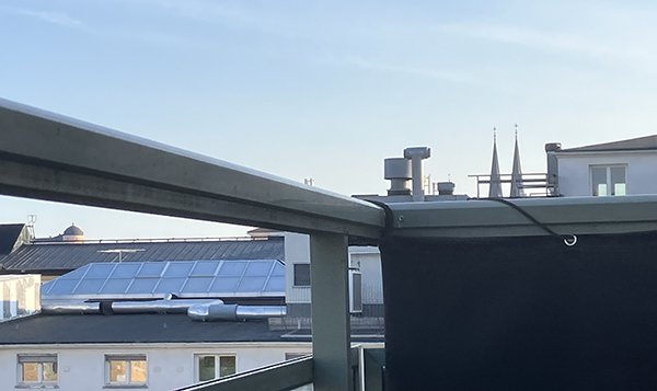 Utsikt från min balkong julikväll 2026