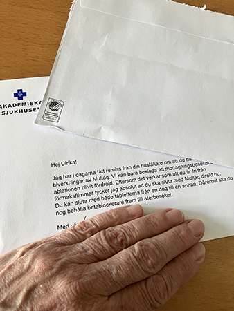 Brev från överläkare S Akademiska sjukhuset