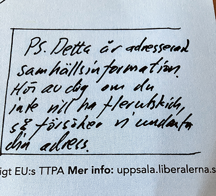 Brev från liberalerna som de klassar som samhällsinformation Brev från liberalerna som de klassar som samhällsinformation
