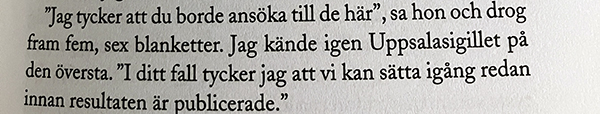 Blankett med Uppsalasigill citat ur Grenar av gift