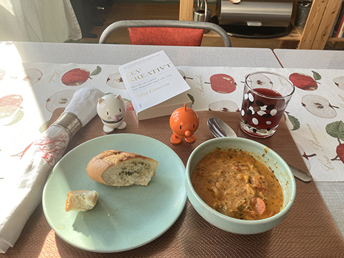 Gotländsk fisksoppa lite vitlöksbaguette Pro Viva Hopptisarna och Lev kreativt hemmalunch