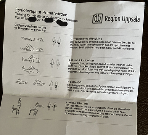 Övningar för misstänkt första skov av knäartros